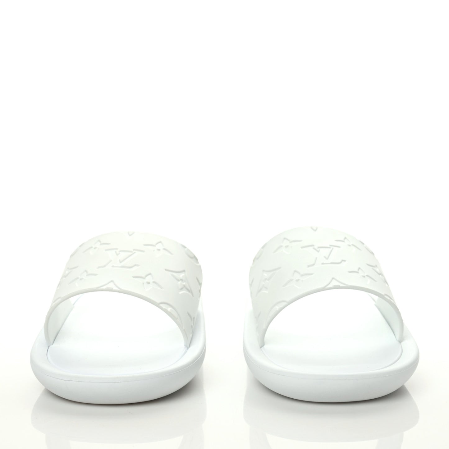 Rubber Monogram Embossed Sunbath Flat Mule 40 White