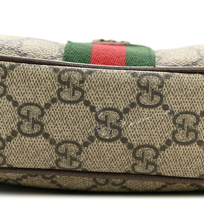 Gucci GG Supreme Monogram Textured Dollar Calfskin Web Small Ophidia Shoulder Bag Beige Ebony New Acero 14 of 14