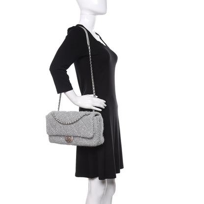 Chanel Lurex Knit Large Pluto Glitter Flap Silver 2 of 10