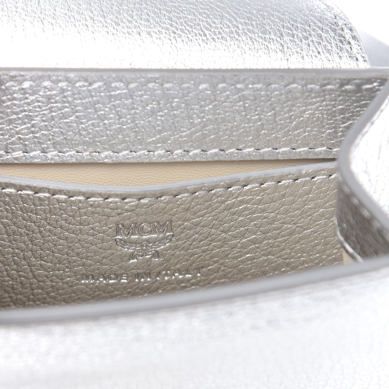 MCM Metallic Calfskin Milano Belt Bag Silver 8 of 10