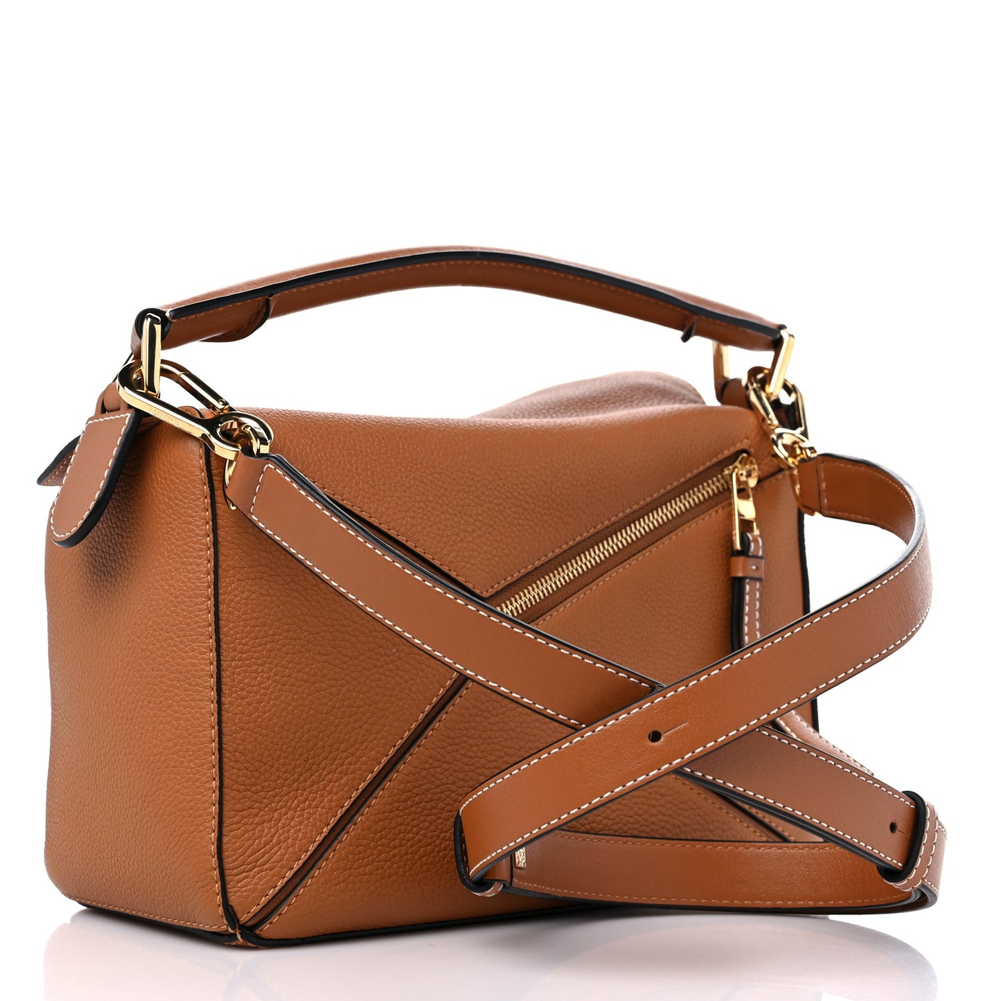 Grained Calfskin Small Puzzle Bag Tan