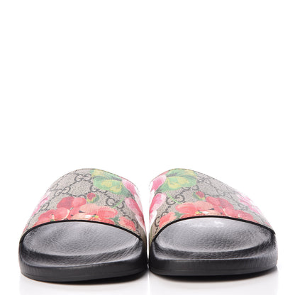 Gucci GG Supreme Monogram Blooms Slide Sandals 38 Beige Multicolor 2 of 7