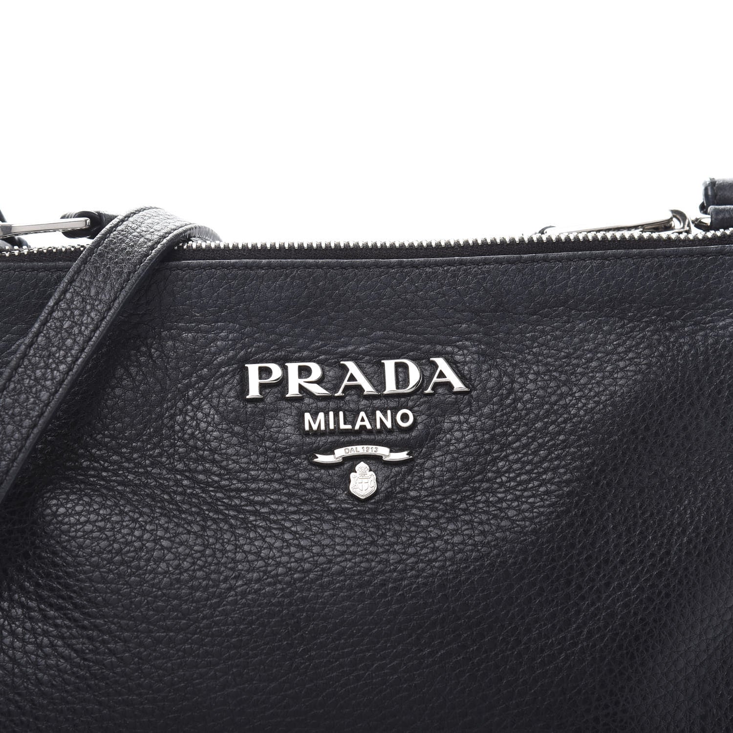 Prada Vitello Daino Double Zip Crossbody Bag Black 12 of 12