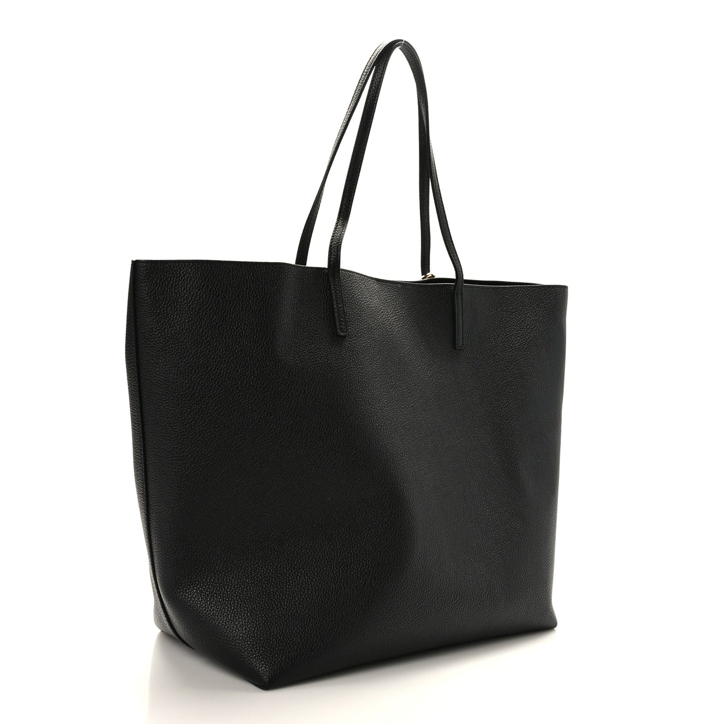 Grained Calfskin Skull Open Shopper Tote Black