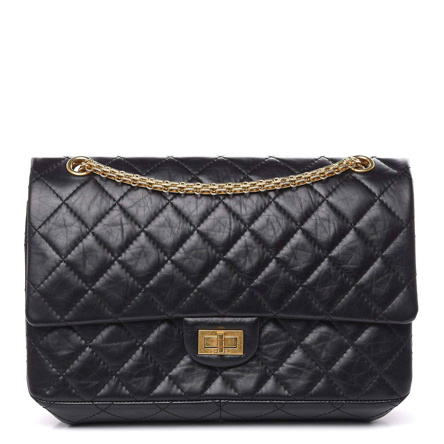 Aged Calfskin Quilted 2.55 Reissue 226 Flap Black