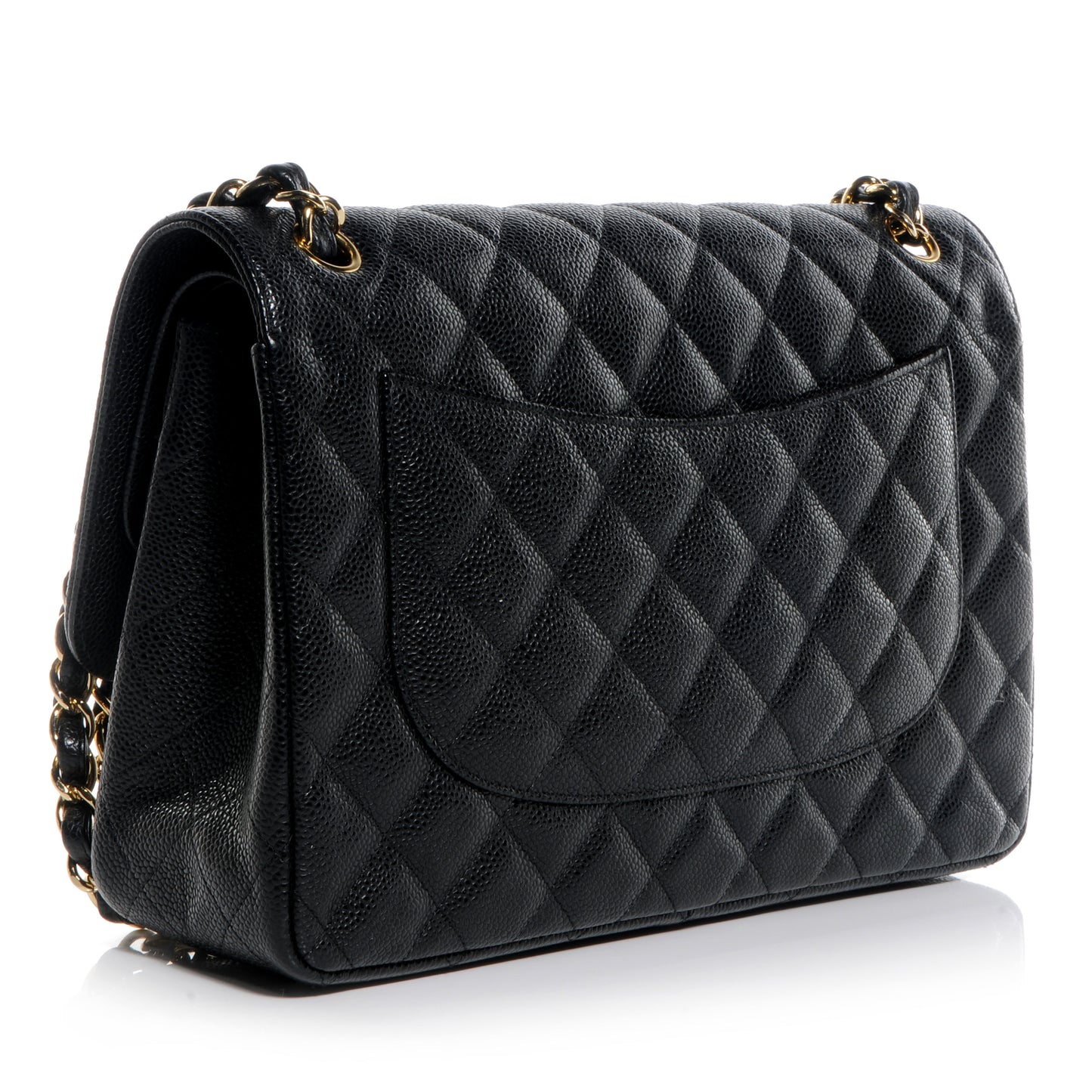 Caviar Quilted Jumbo Double Flap Black