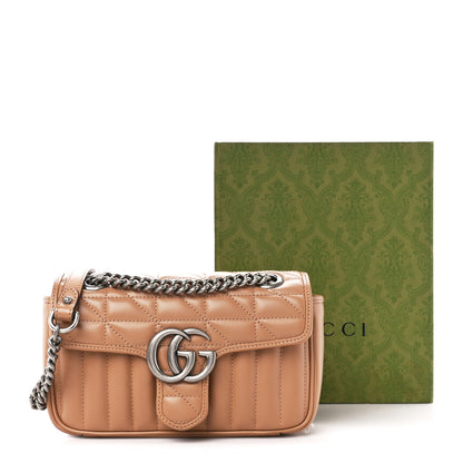 Gucci Calfskin Matelasse Aria Mini GG Marmont Shoulder Bag Camelia 11 of 11