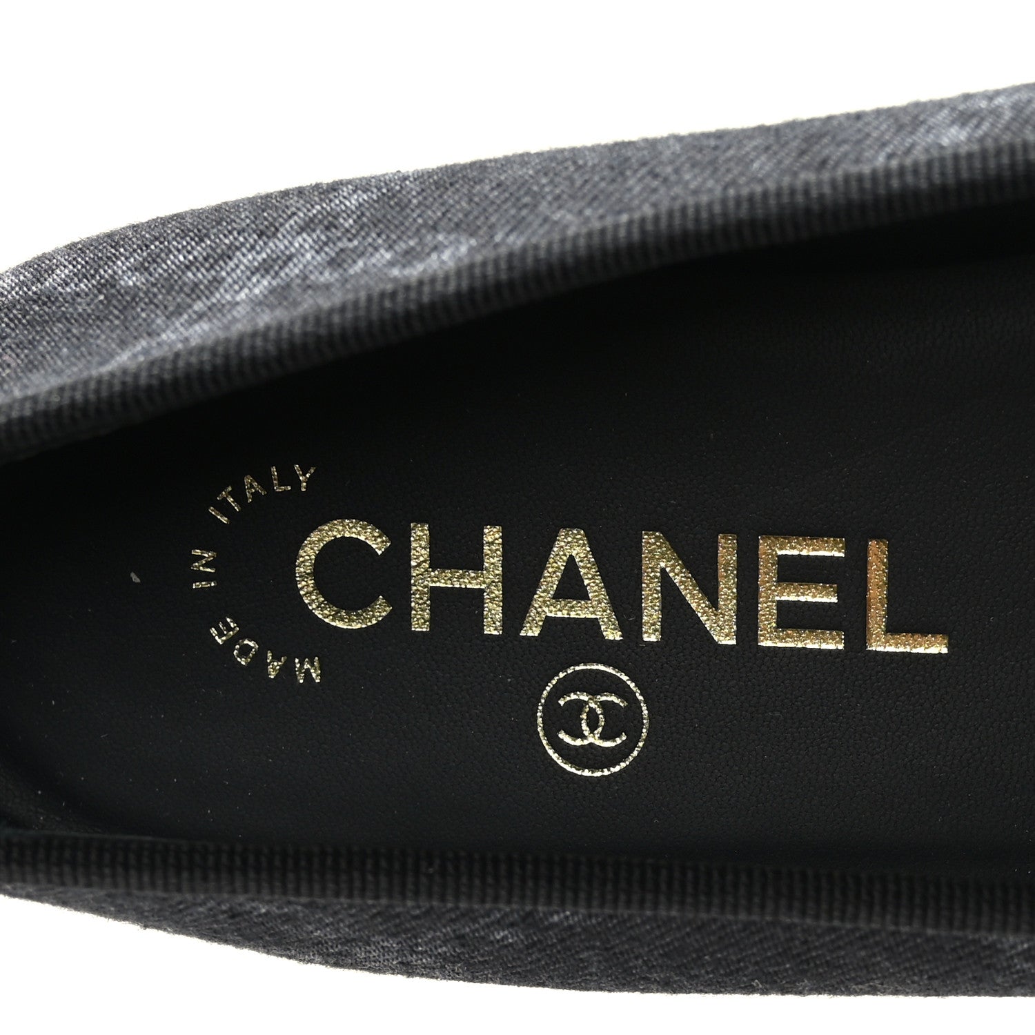 Chanel Denim Printed Cap Toe Ballerina Flats 38.5 Black White 7 of 9