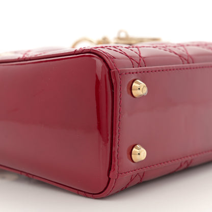 Christian Dior Patent Cannage Mini Lady Dior Red 9 of 11