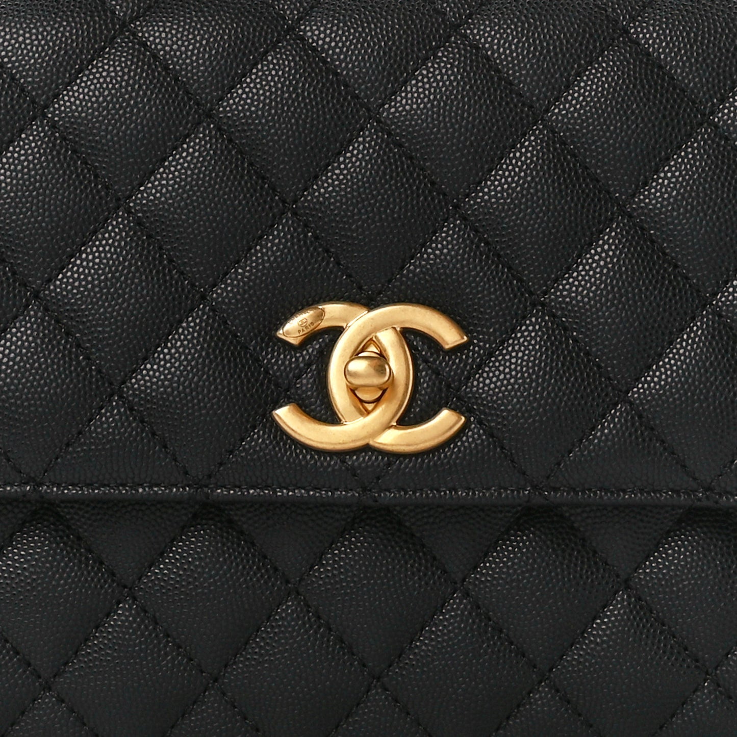 Caviar Quilted Small Coco Chain Handle Flap Black