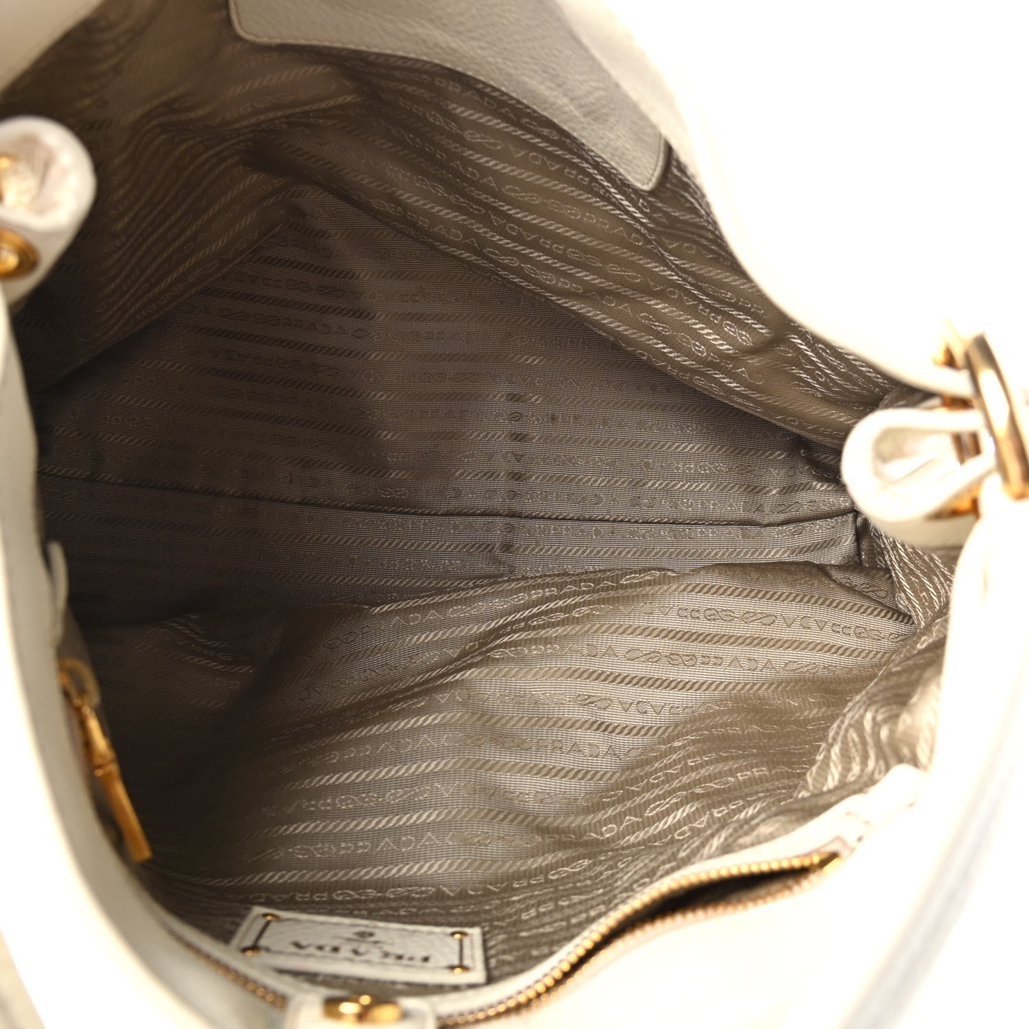 Prada Vitello Daino Logo Hobo White 4 of 5