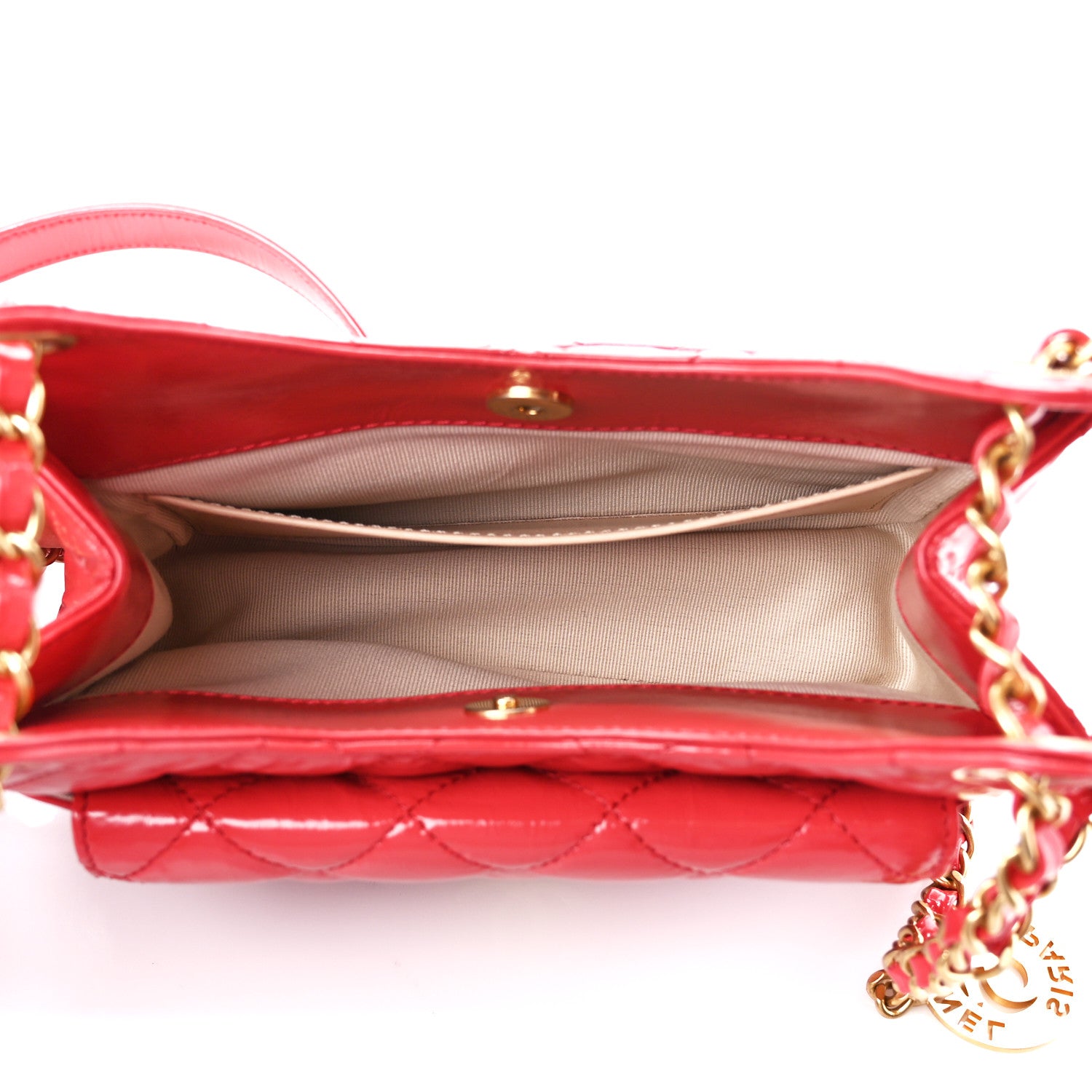 Chanel Shiny Crumpled Calfskin Quilted Small Wavy CC Hobo Red 5 of 11