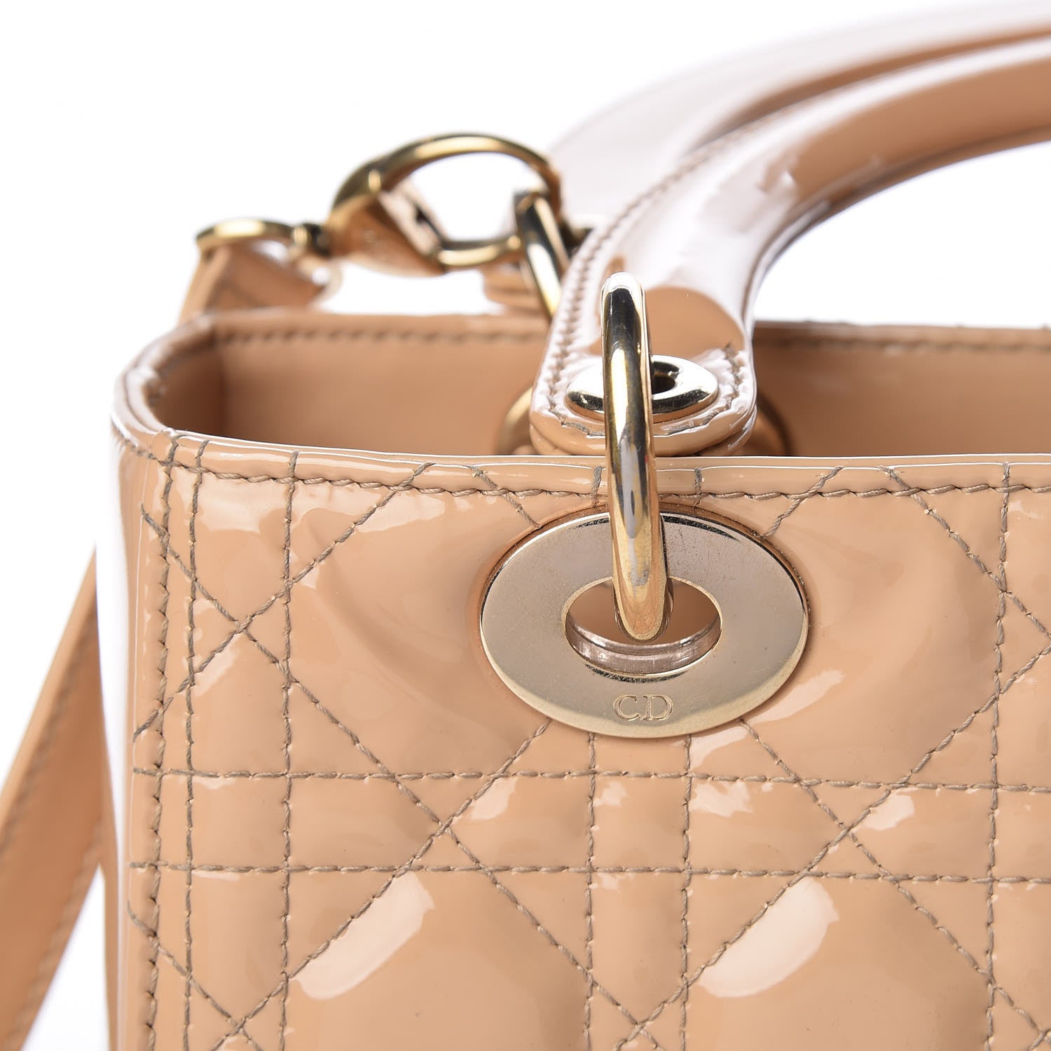 Christian Dior Patent Cannage Medium Lady Dior Beige 14 of 22