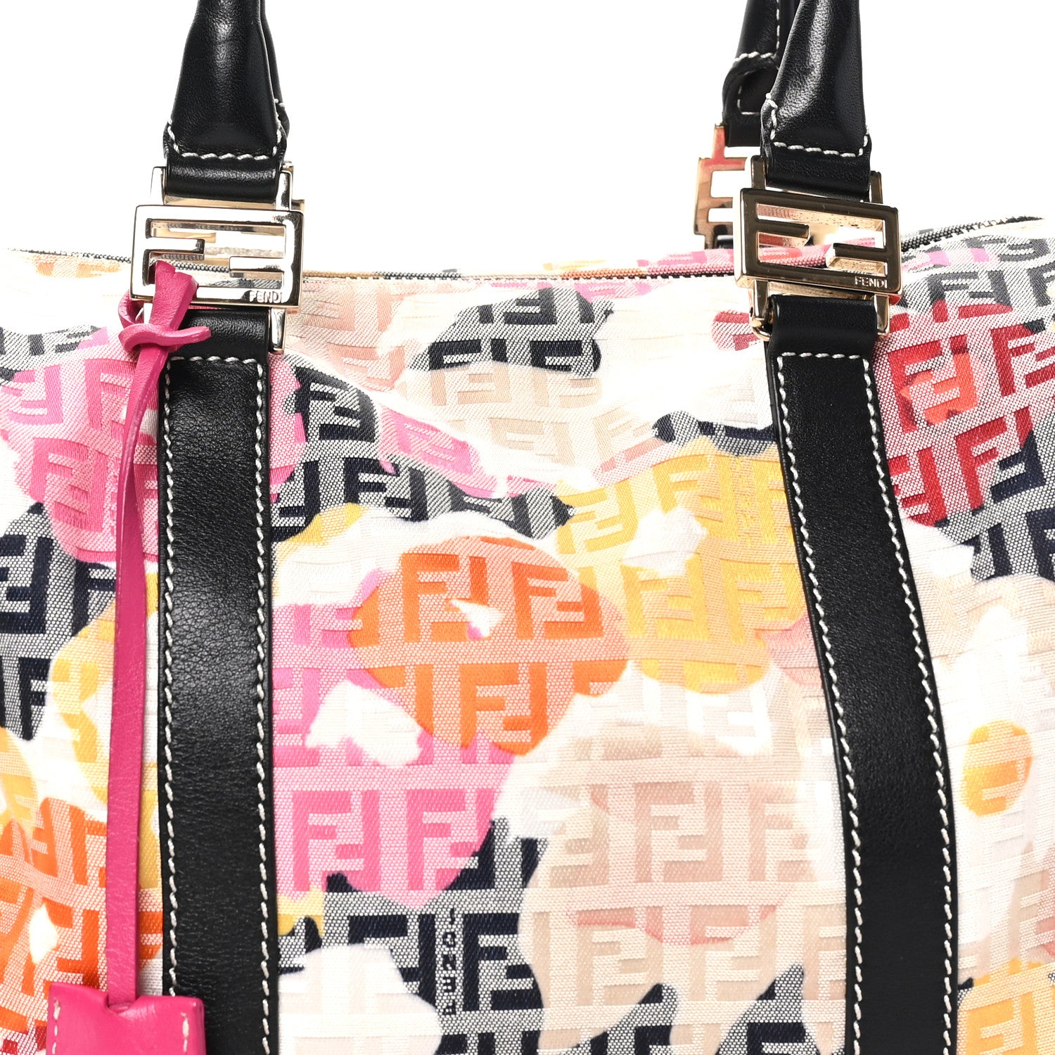 Fendi Zucchino Vitello Floral Forever Boston Multicolor Black 7 of 9