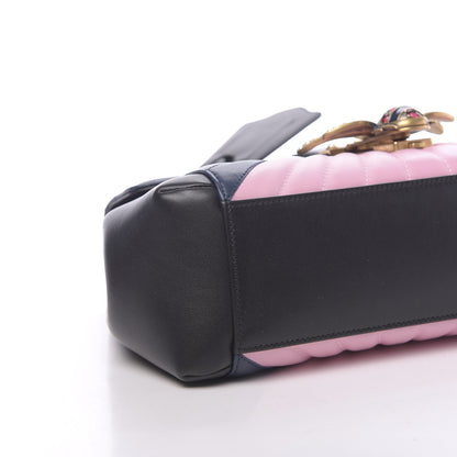 Gucci Calfskin Bamboo Trapuntata Queen Margaret Top Handle Bag Blue Agata Hibiscus Red Mystic White Sugar Pink 8 of 10