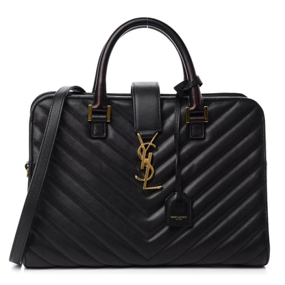 Saint Laurent Calfskin Matelasse Chevron Small Monogram Cabas Black 1 of 14
