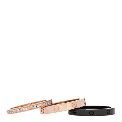 Cartier 18K Pink Gold Diamond Ceramic LOVE Ring Set 50 5.25 4 of 5