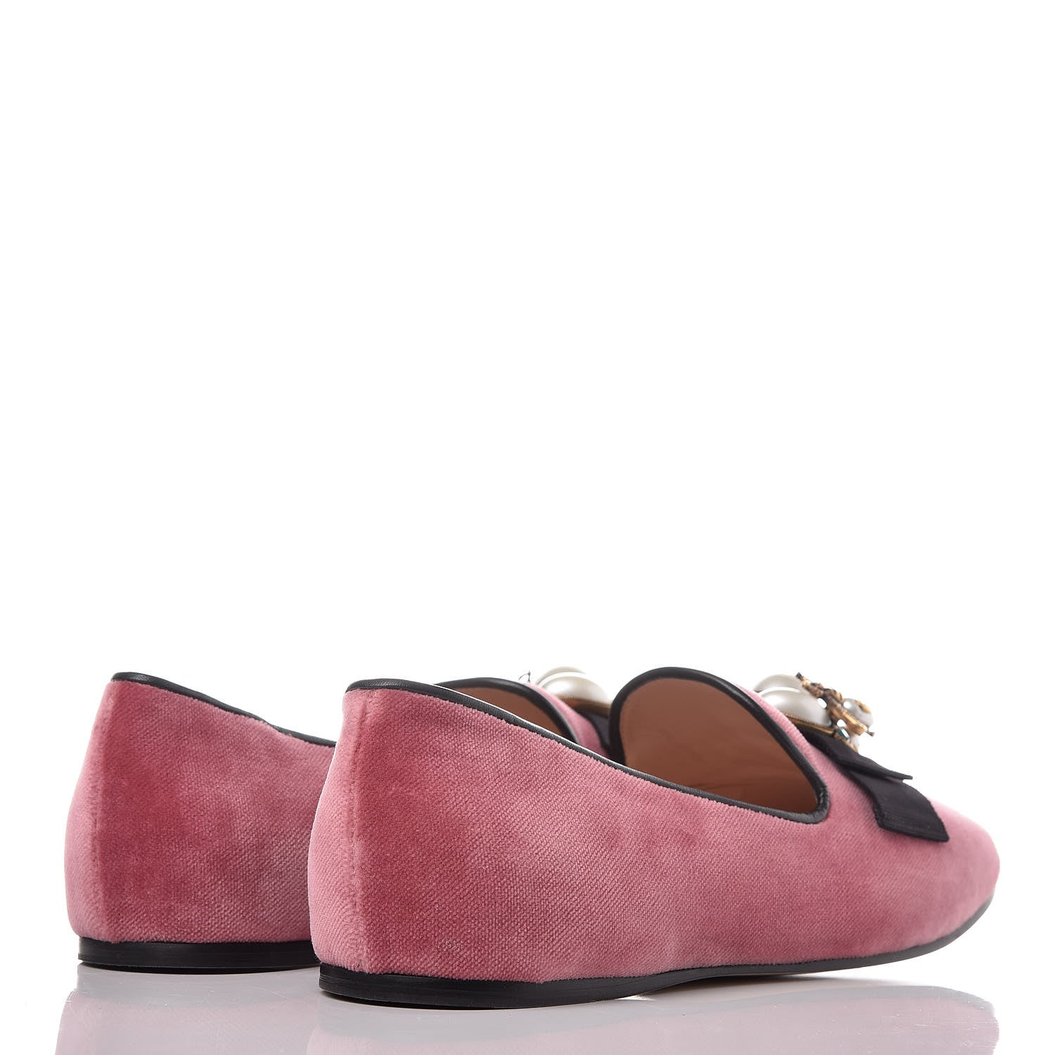 Gucci Velvet Etoile Pearl Embellished Loafers 38.5 Tibet Red 4 of 12