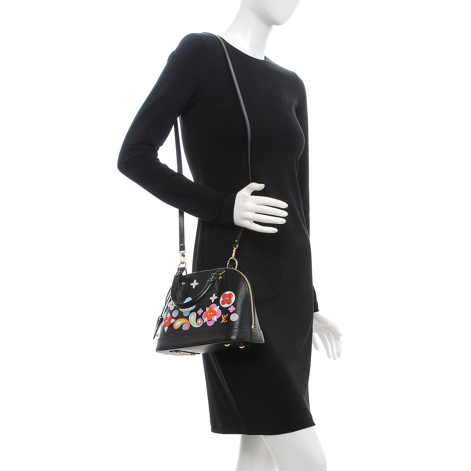 Louis Vuitton Epi Blooming Flowers Alma BB Black 2 of 7