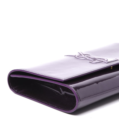 Saint Laurent Patent Calfskin Monogram Large Belle De Jour Clutch Purple 6 of 8