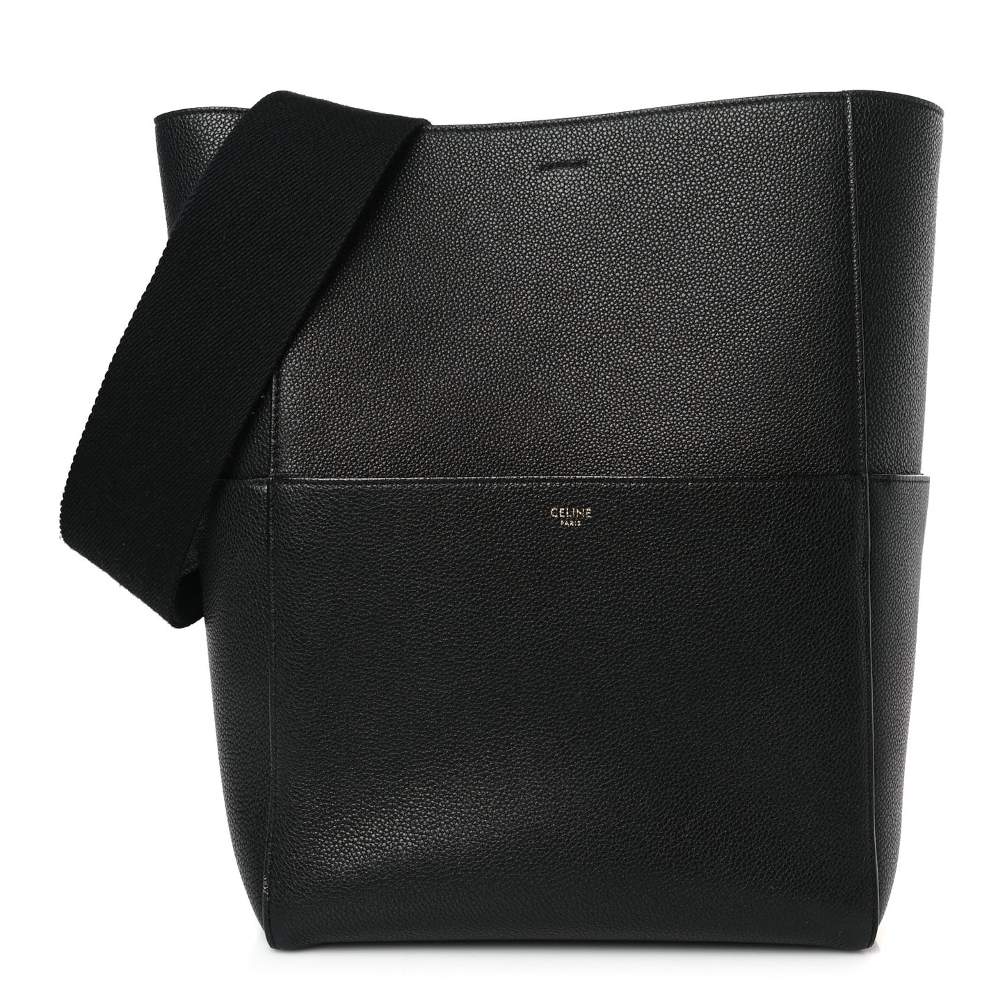Soft Grained Calfskin Sangle Bucket Bag Black