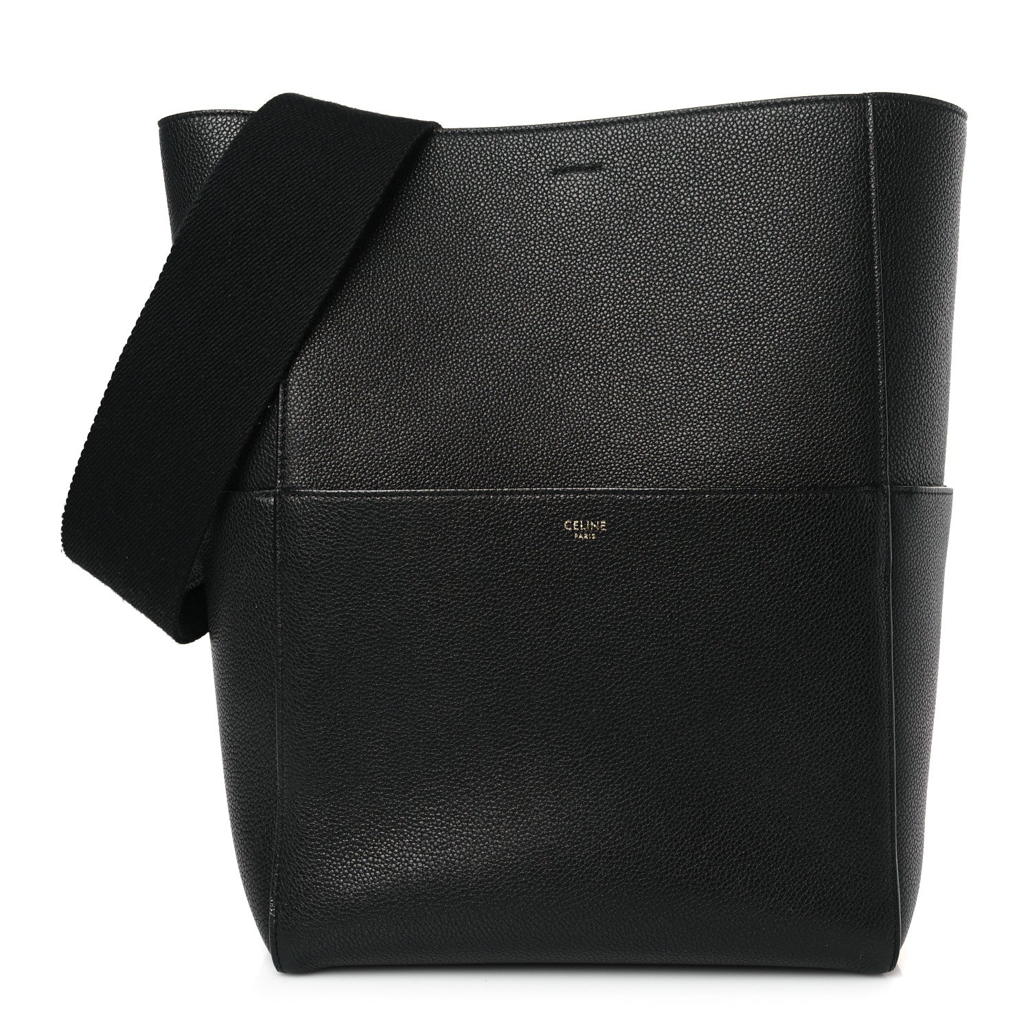 Celine Soft Grained Calfskin Sangle Bucket Bag Black 1 of 8