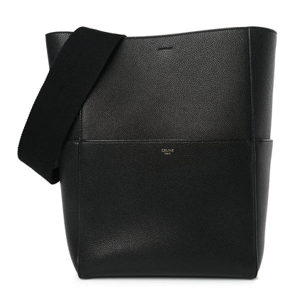 Celine Soft Grained Calfskin Sangle Bucket Bag Black 1 of 8