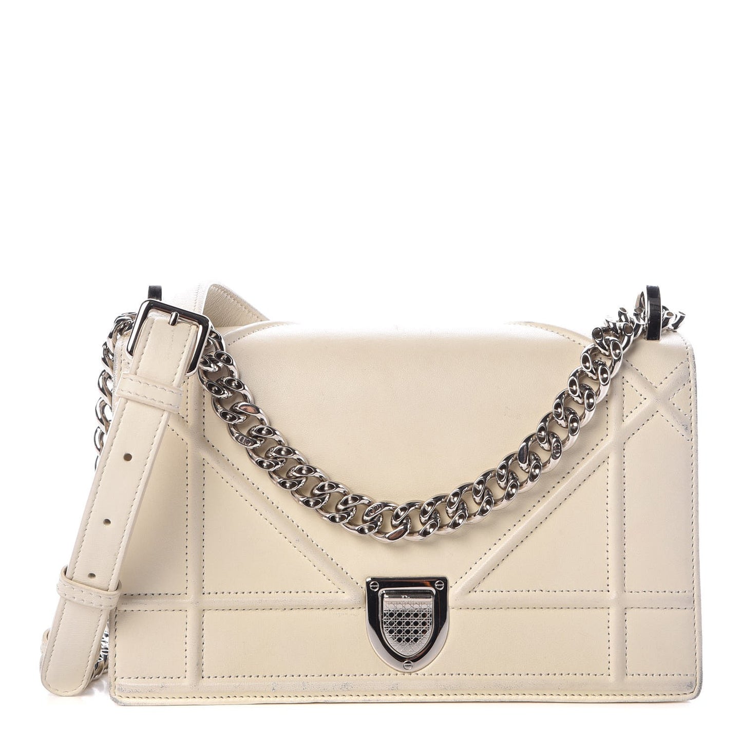 Calfskin Small Diorama Flap Bag Off White