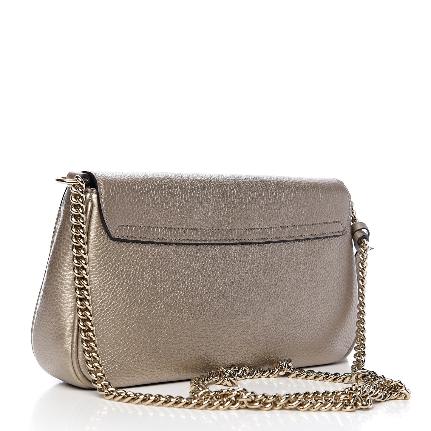 Metallic Pebbled Calfskin Medium Soho Flap Crossbody Golden Beige