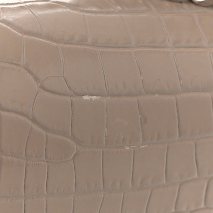 Saint Laurent Calfskin Crocodile Embossed Medium Monogram Sunset Dusty Grey 13 of 17