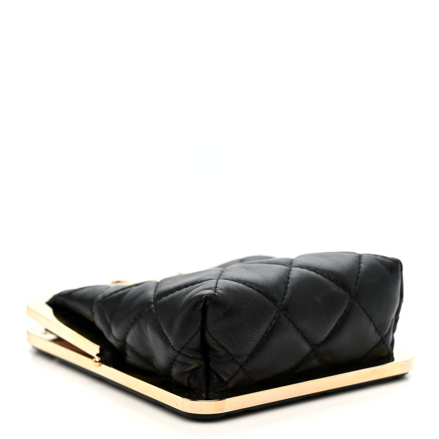 Lambskin Plexi Quilted CC Evening Clutch With Chain Black