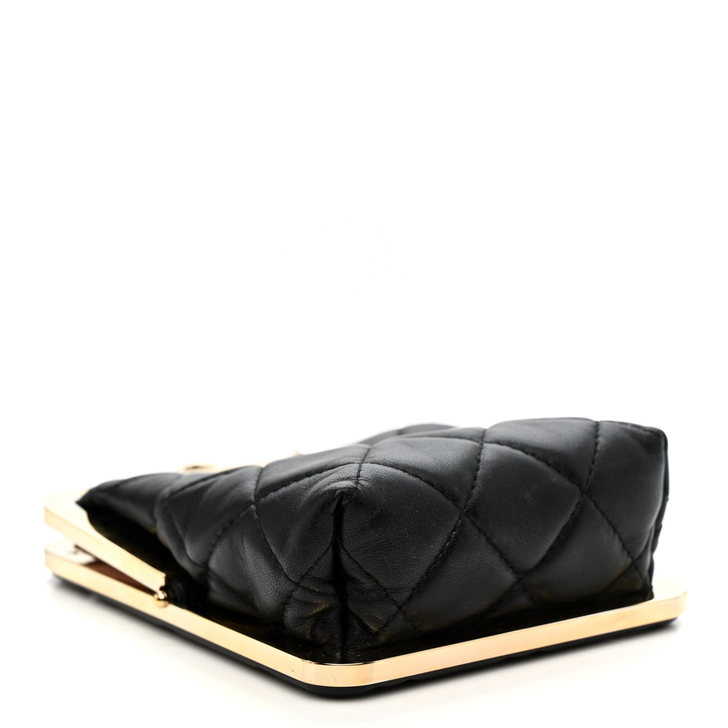 Chanel Lambskin Plexi Quilted CC Evening Clutch With Chain Black 4 of 12