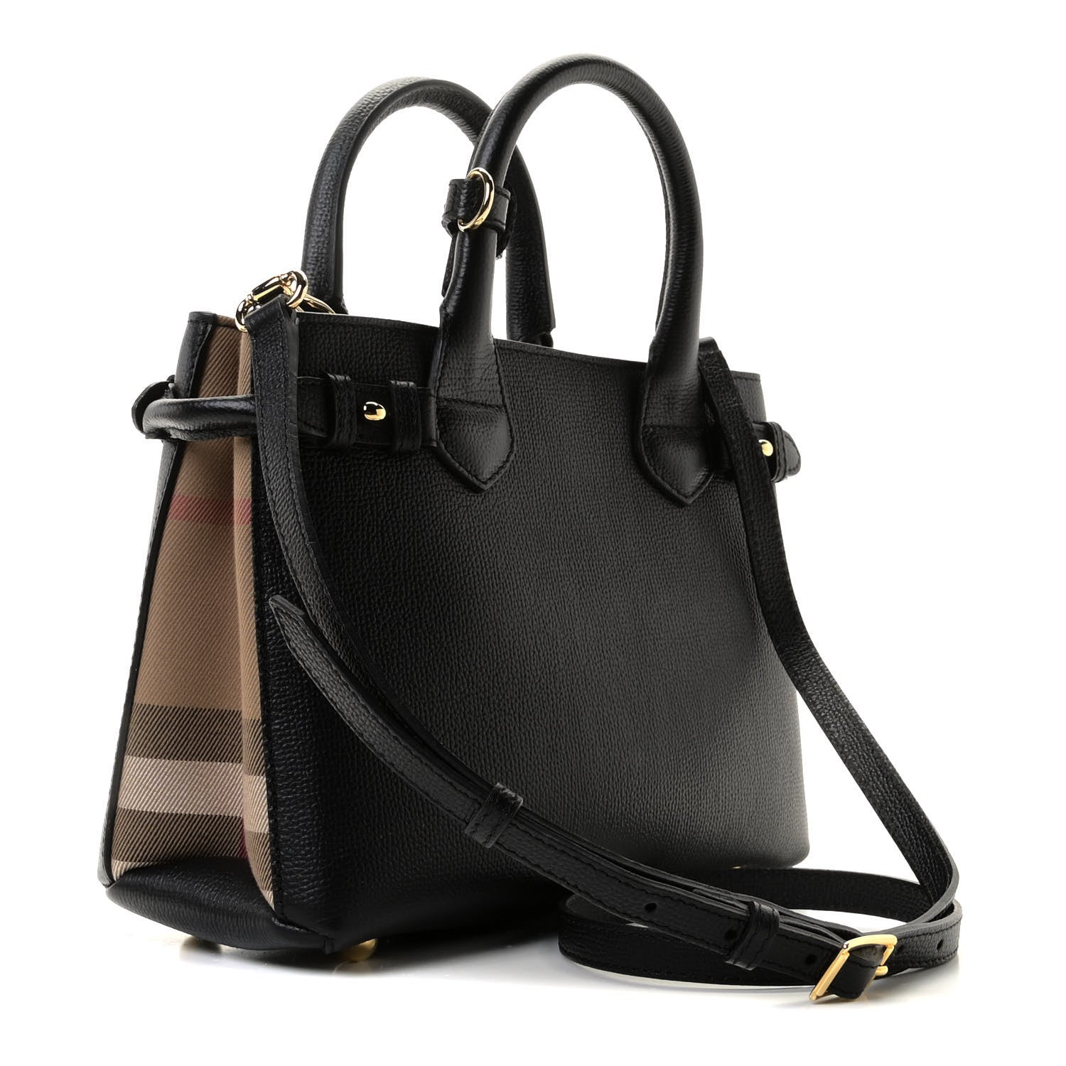 Burberry Derby Calfskin House Check Baby Banner Tote Black 3 of 11