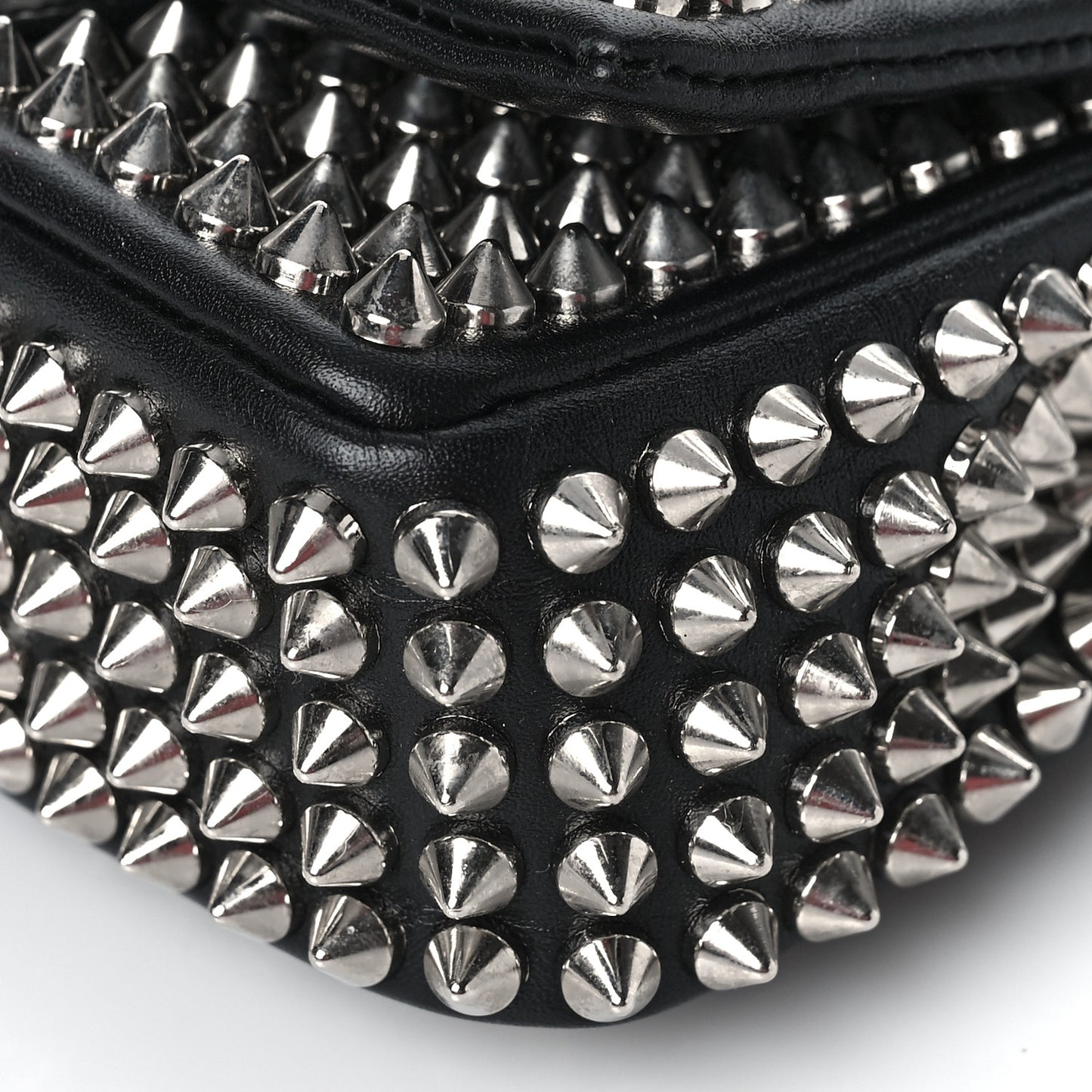 Calfskin Spikes Sweety Charity Crossbody Bag Black Silver