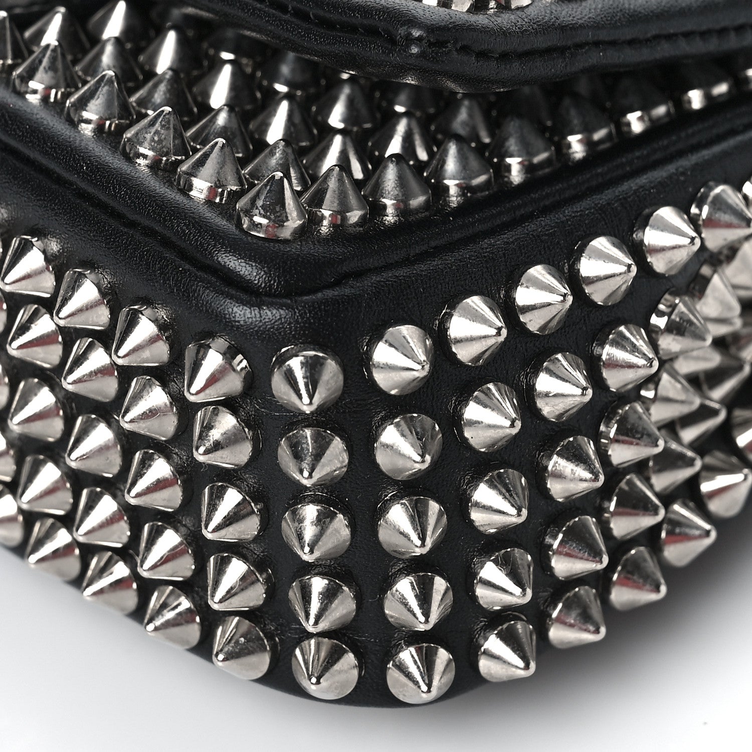 Christian Louboutin Calfskin Spikes Sweety Charity Crossbody Bag Black Silver 9 of 10