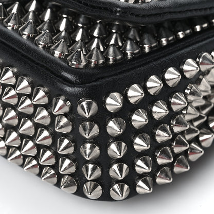 Christian Louboutin Calfskin Spikes Sweety Charity Crossbody Bag Black Silver 9 of 10