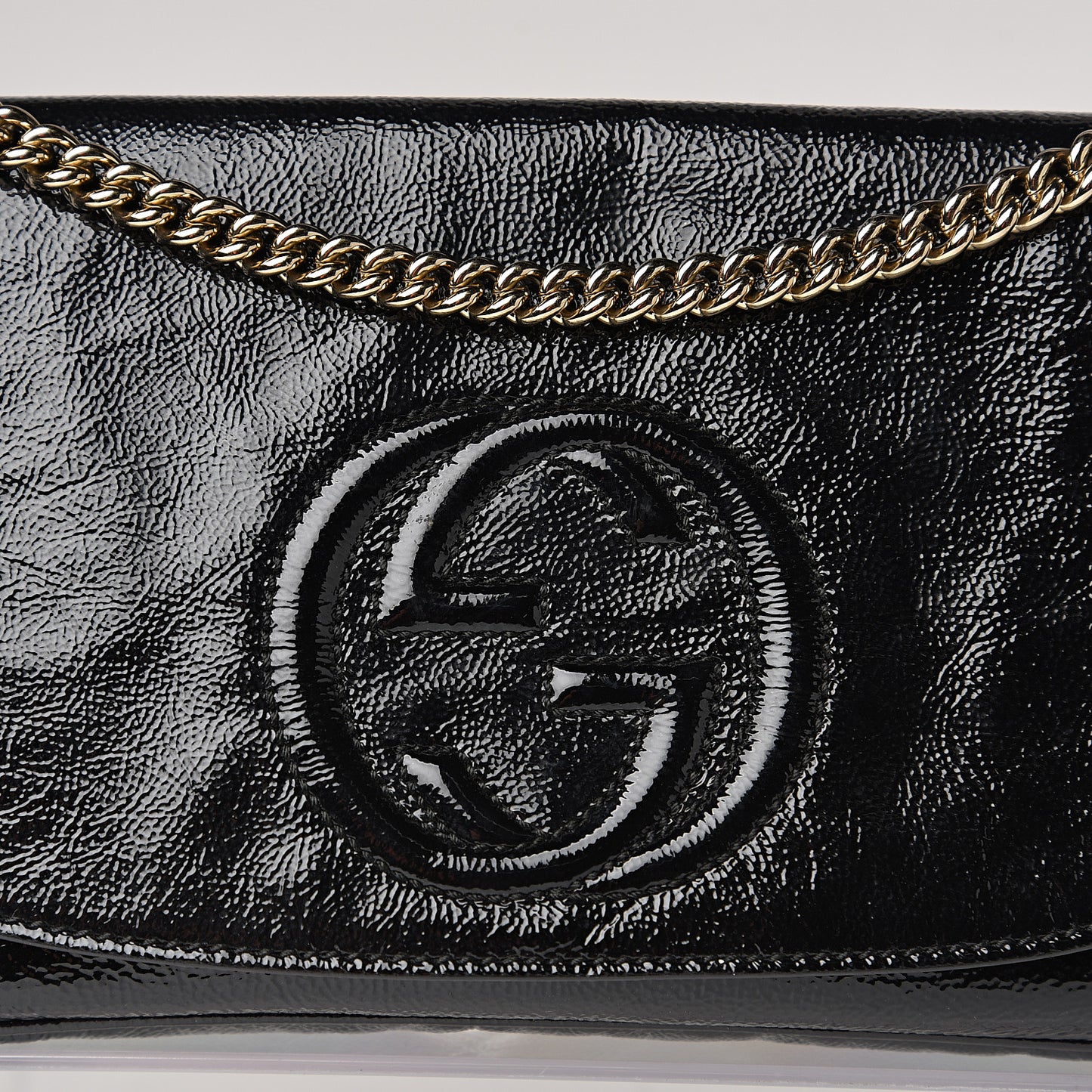 Patent Medium Soho Flap Crossbody Black