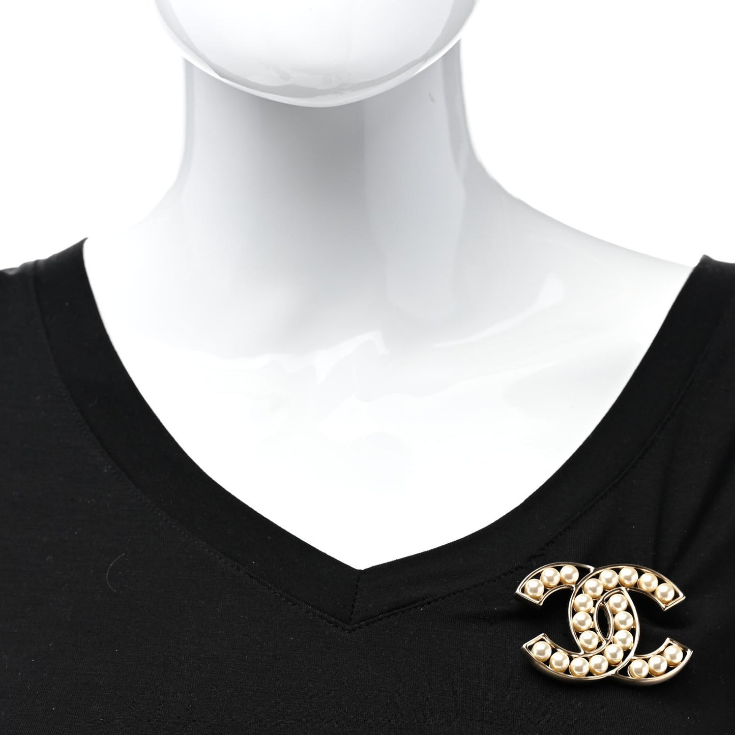 CC Pearl Brooch Pin Gold