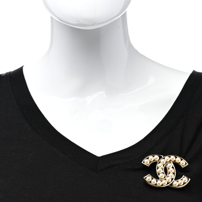 Chanel CC Pearl Brooch Pin Gold 2 of 4