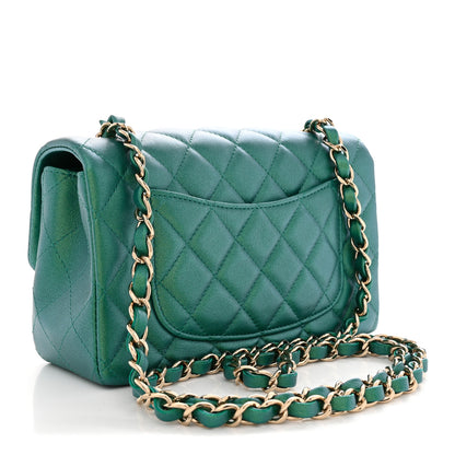 Chanel Iridescent Lambskin Quilted Mini Rectangular Flap Green 3 of 11