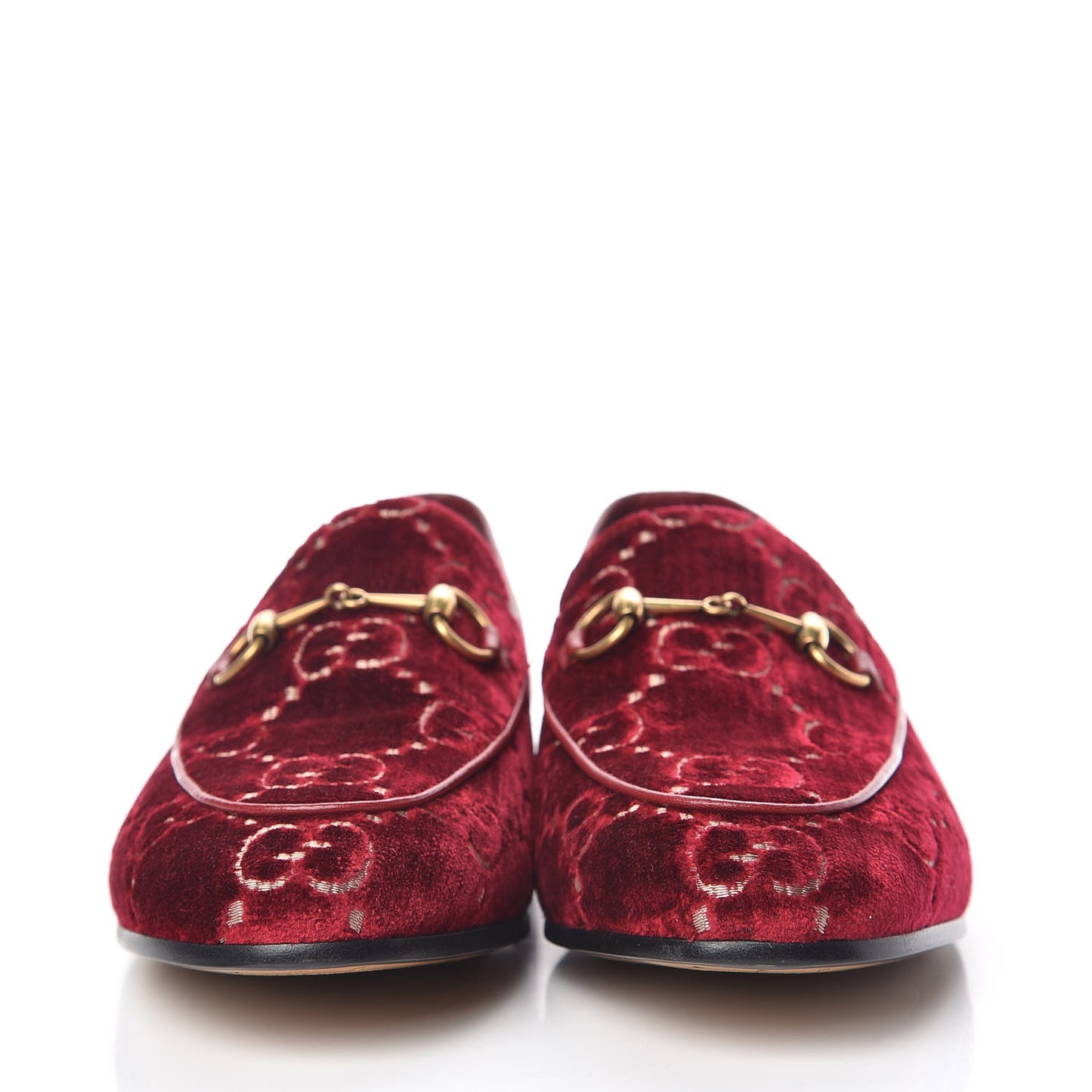 Velvet Malaga Kid GG Monogram Horsebit Womens Jordaan Loafers 38.5 Red Cipria Romantic Cerise