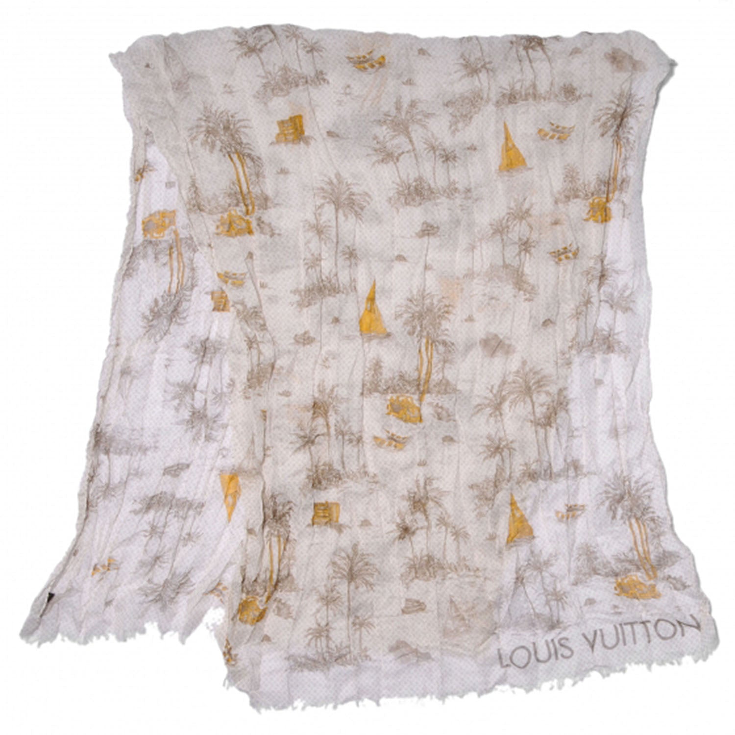 Louis Vuitton Cotton Linen Toile Etole De Louis Stole Beige 3 of 7