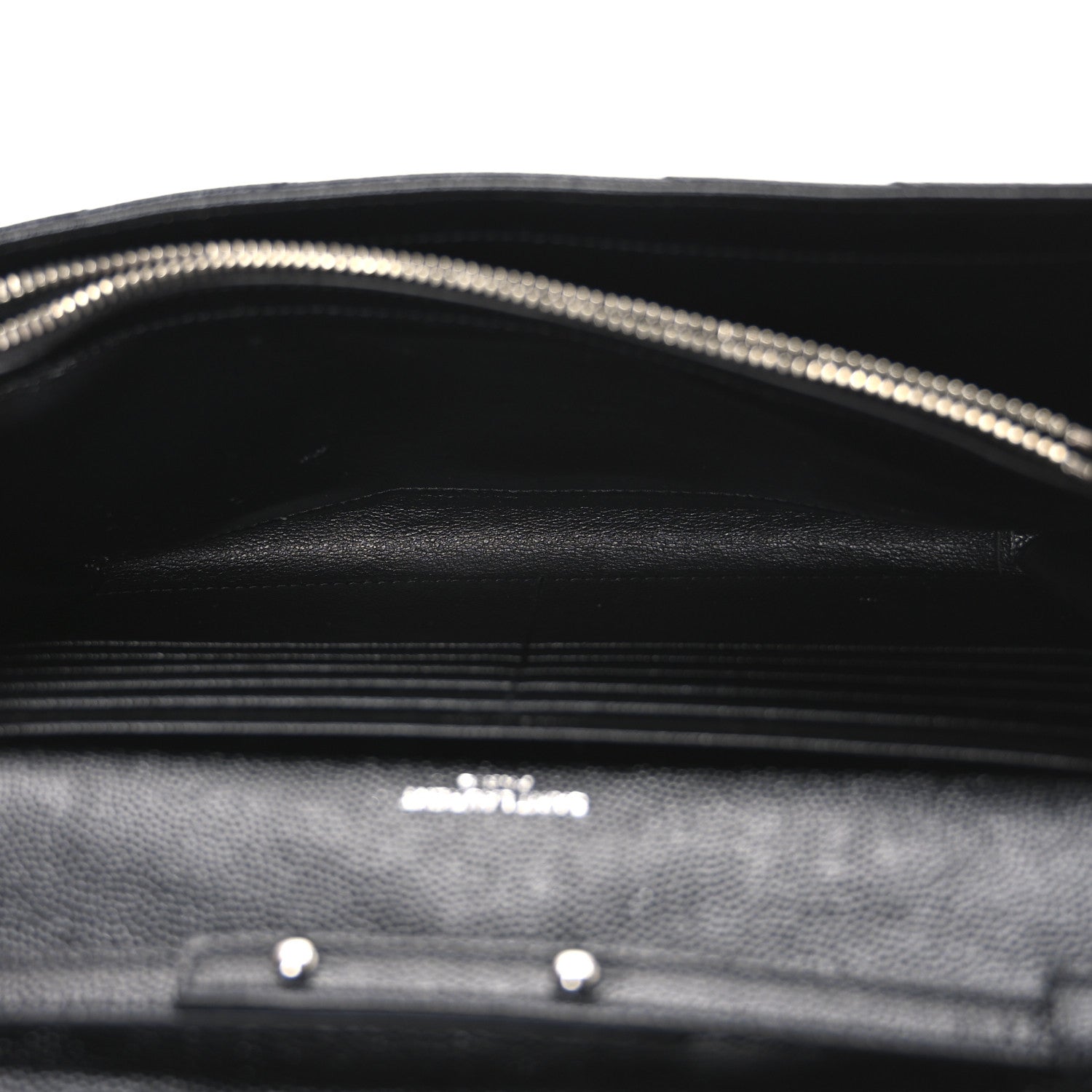 Saint Laurent Grain De Poudre Matelasse Chevron Monogram Chain Wallet Black 5 of 12