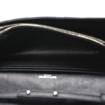 Saint Laurent Grain De Poudre Matelasse Chevron Monogram Chain Wallet Black 5 of 12