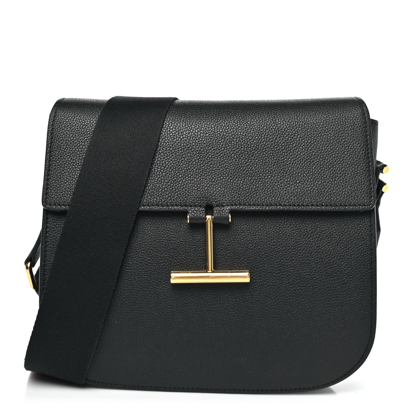 Calfskin Medium T Clasp Tara Crossbody Bag Black