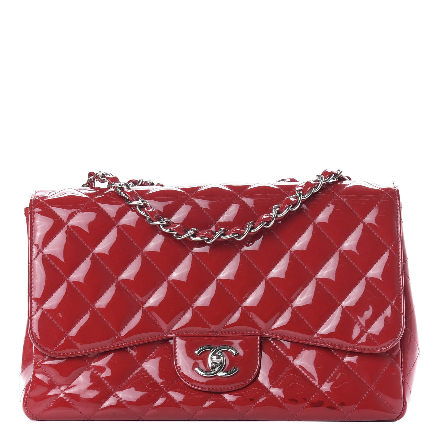 Patent Quilted Jumbo Single Flap Red