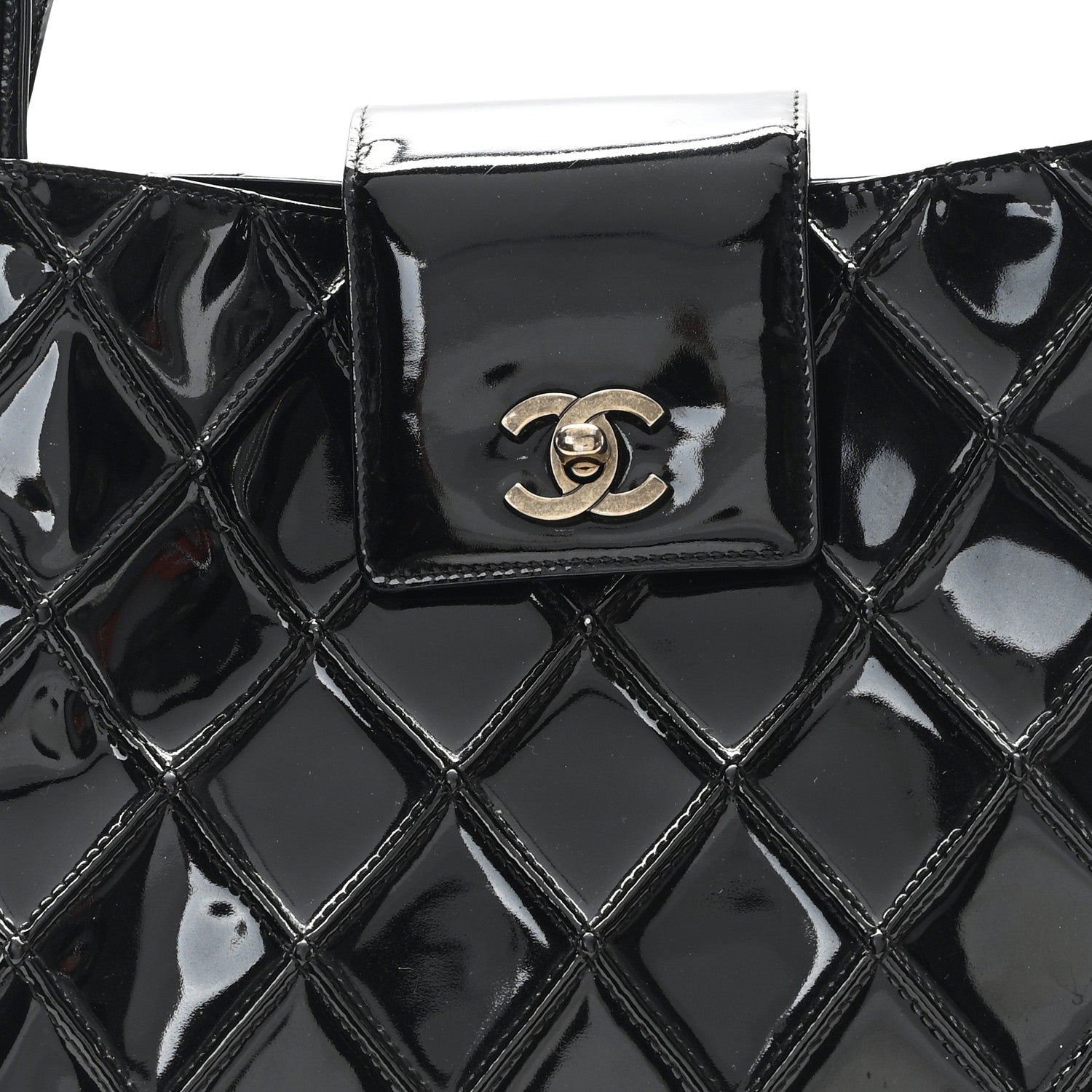 Chanel Patent Quilted Shoulder Bag Black 9 of 13