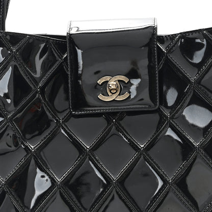 Chanel Patent Quilted Shoulder Bag Black 9 of 13