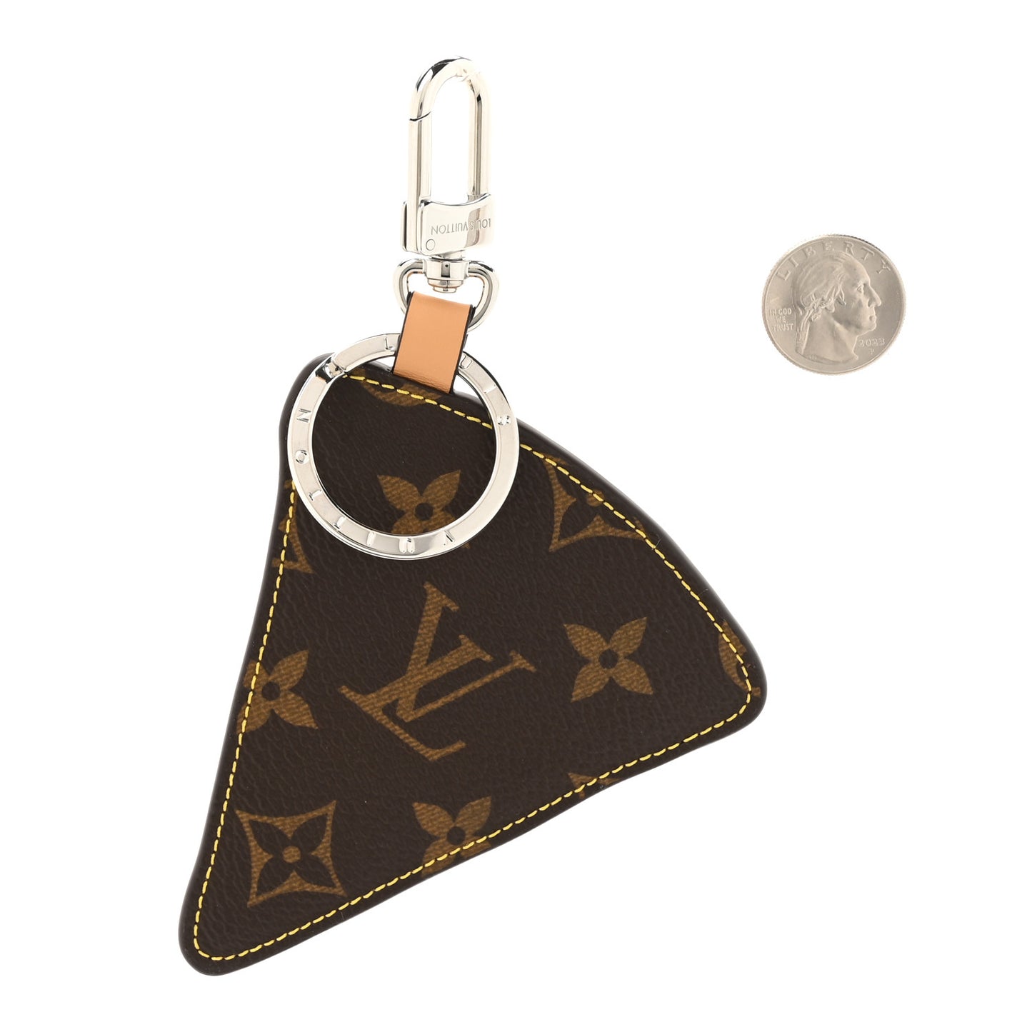 Calfskin Monogram Printed Pizza Bag Charm Key Holder