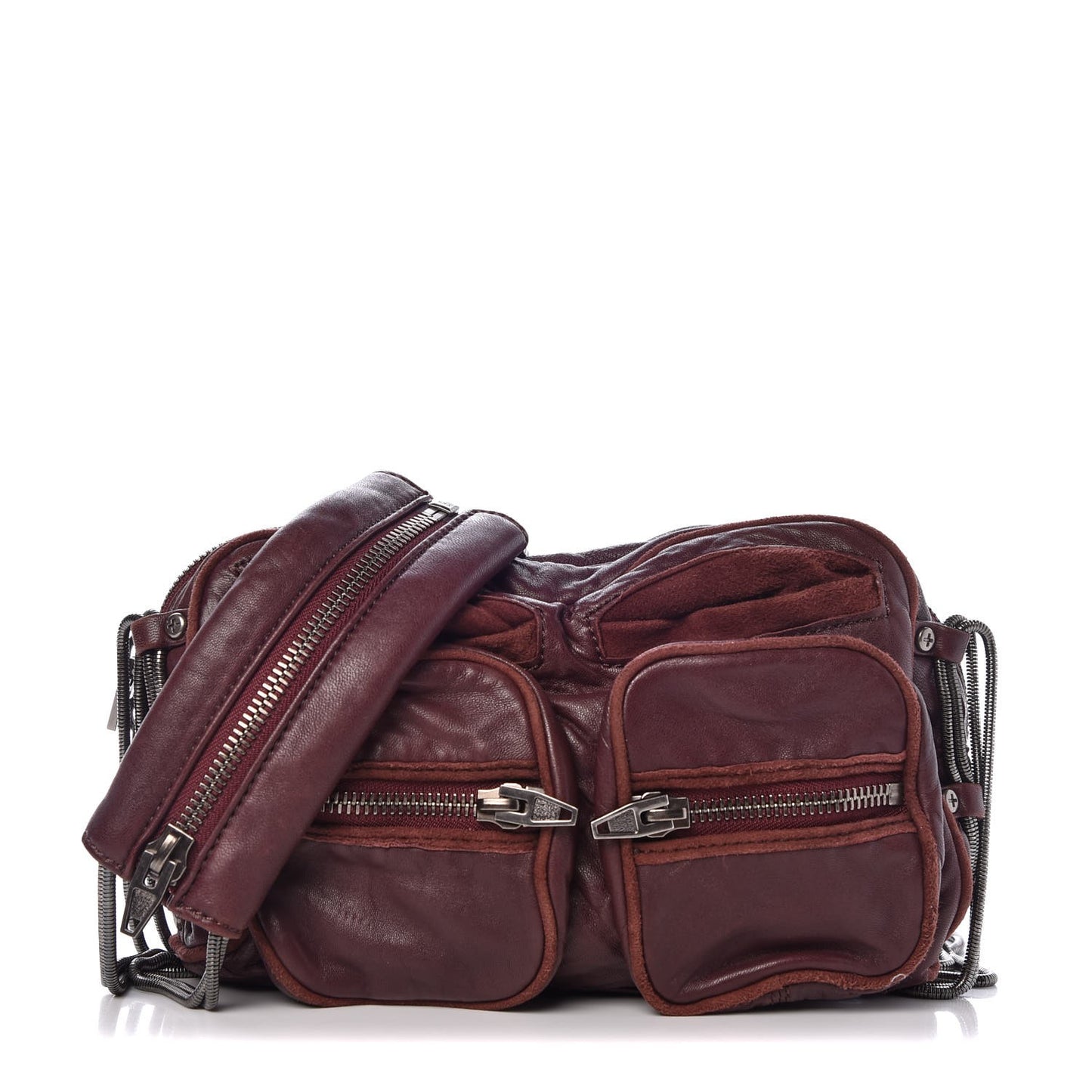 Washed Lambskin Brenda Chain Shoulder Bag Burgundy